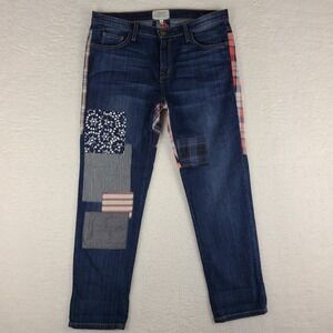 Current Elliott Jeans Womens 29 Blue The‎ Fling Straight Patchwork Dark Wash